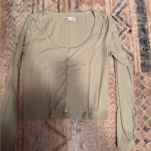 Hollister Light Green Button-Up Top